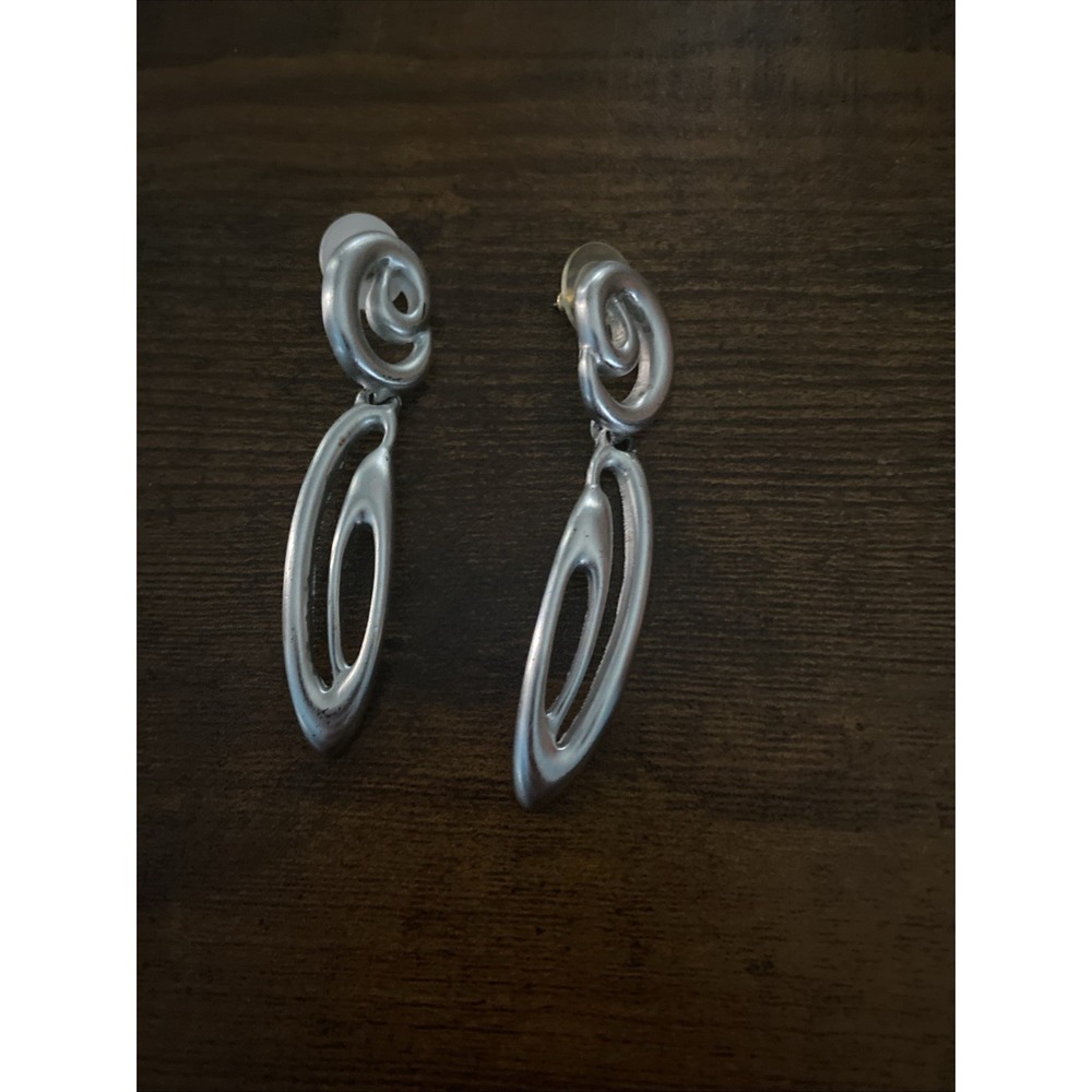 Anne Klein Silver Tone with Swirl and/or oval Loop Drop Pierced Earrings